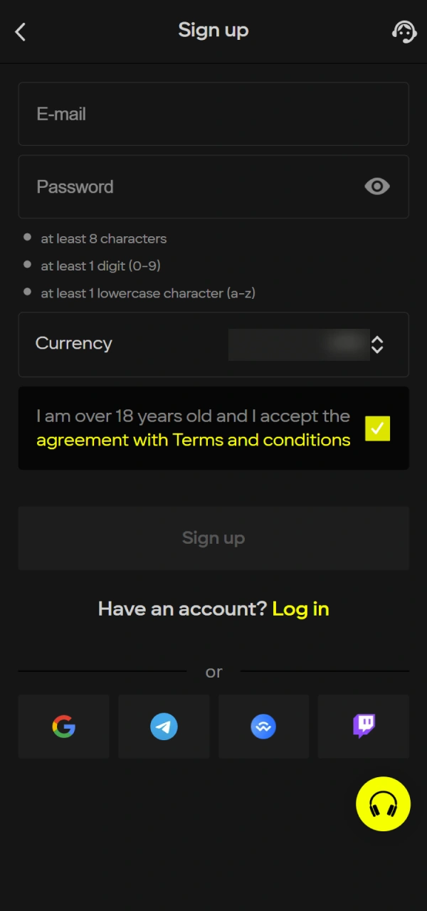 Launch the Parimatch Android app and log in or register.