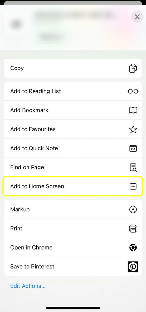 Add the Parimatch PWA to your iOS home screen.
