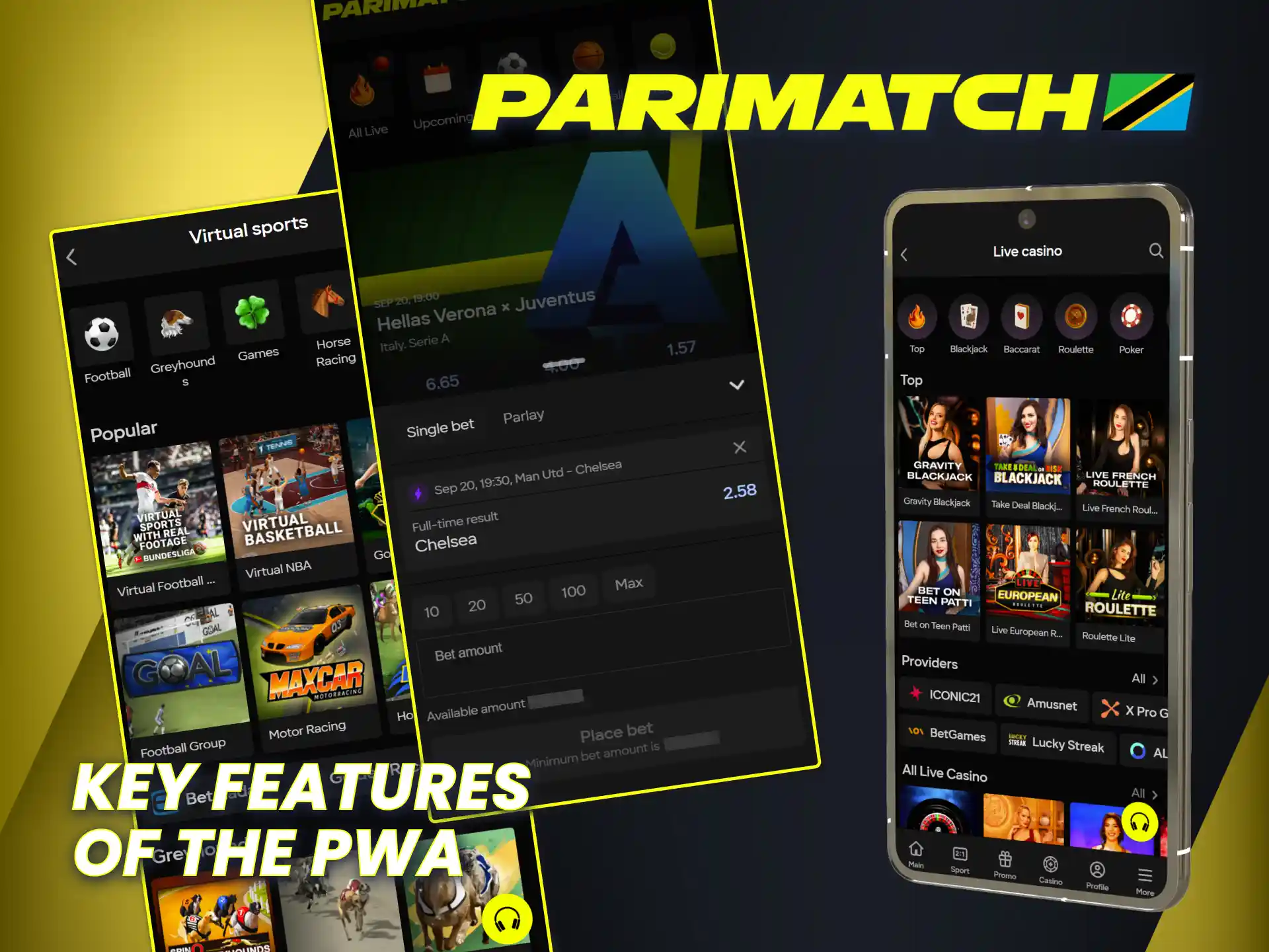 Discover key features of Parimatch official PWA in Tanzania.