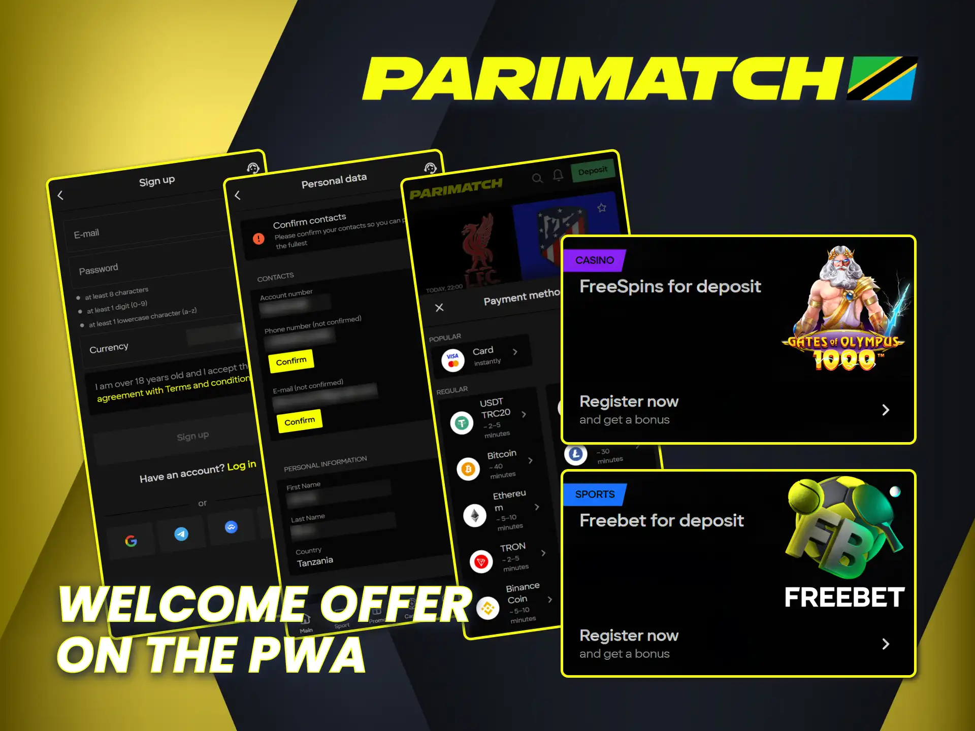 Get a generous welcome bonus after installing the Parimatch PWA.