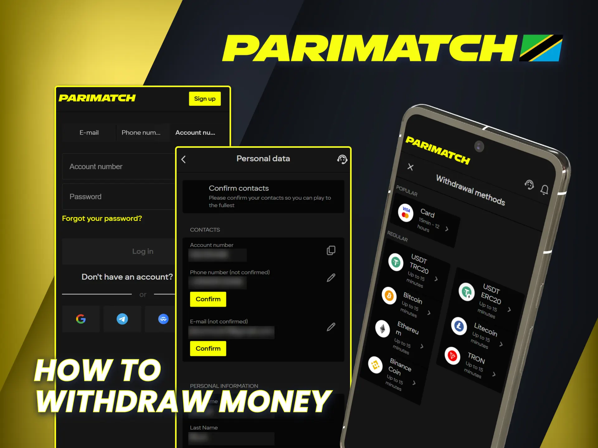 Withdraw your Parimatch winnings with your chosen method via app.