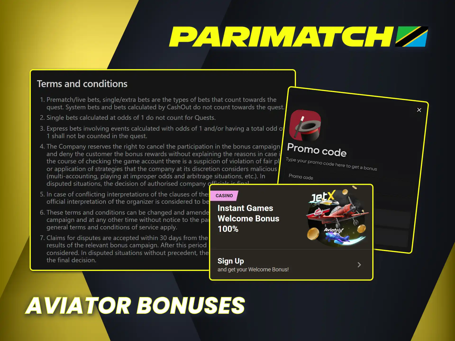 Get Aviator game bonuses and promotions at Parimatch Tanzania official.
