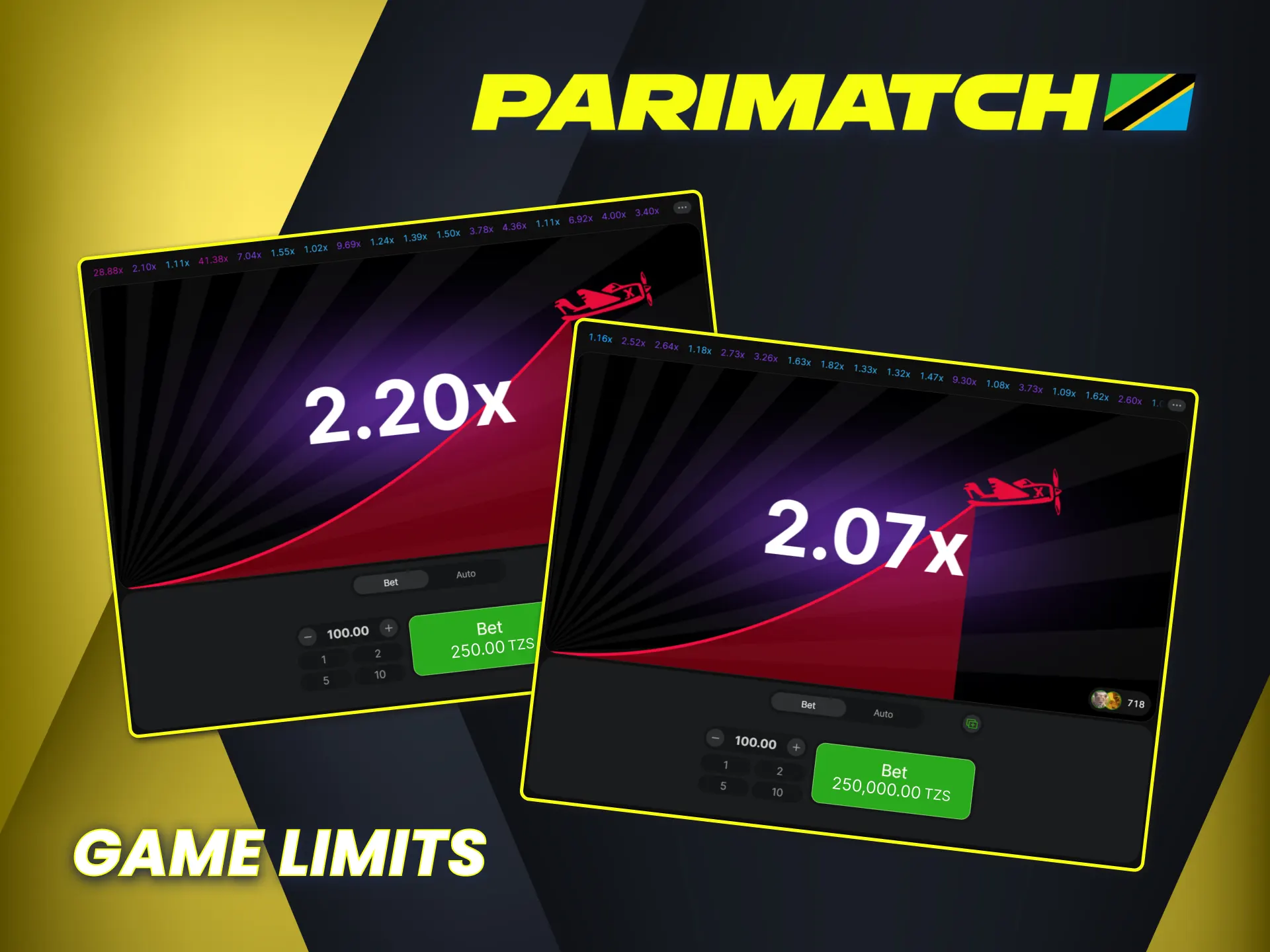 Control your Aviator bankroll with limits at Parimatch Tanzania.