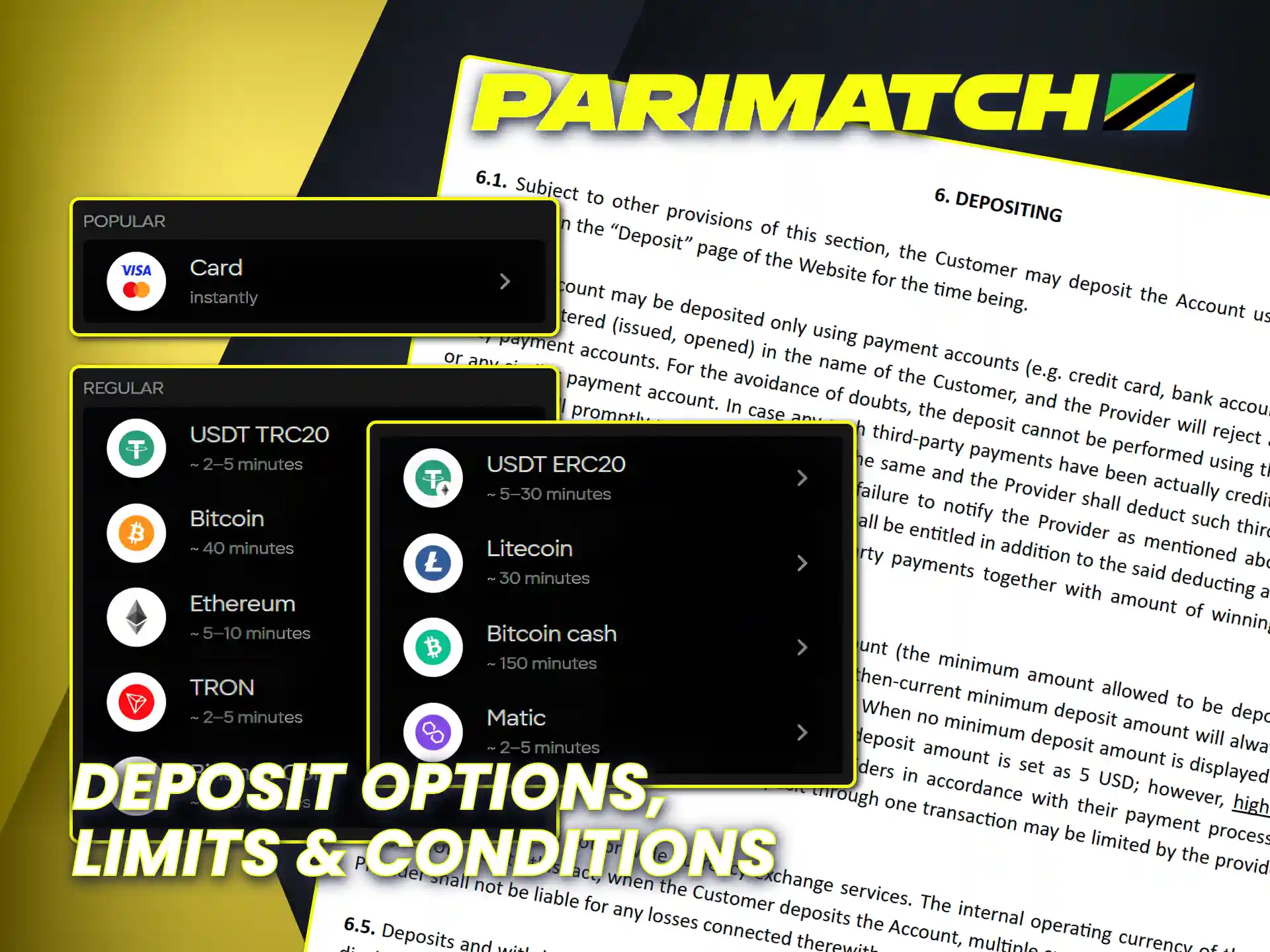 Learn Parimatch deposit methods and conditions before playing Aviator game.