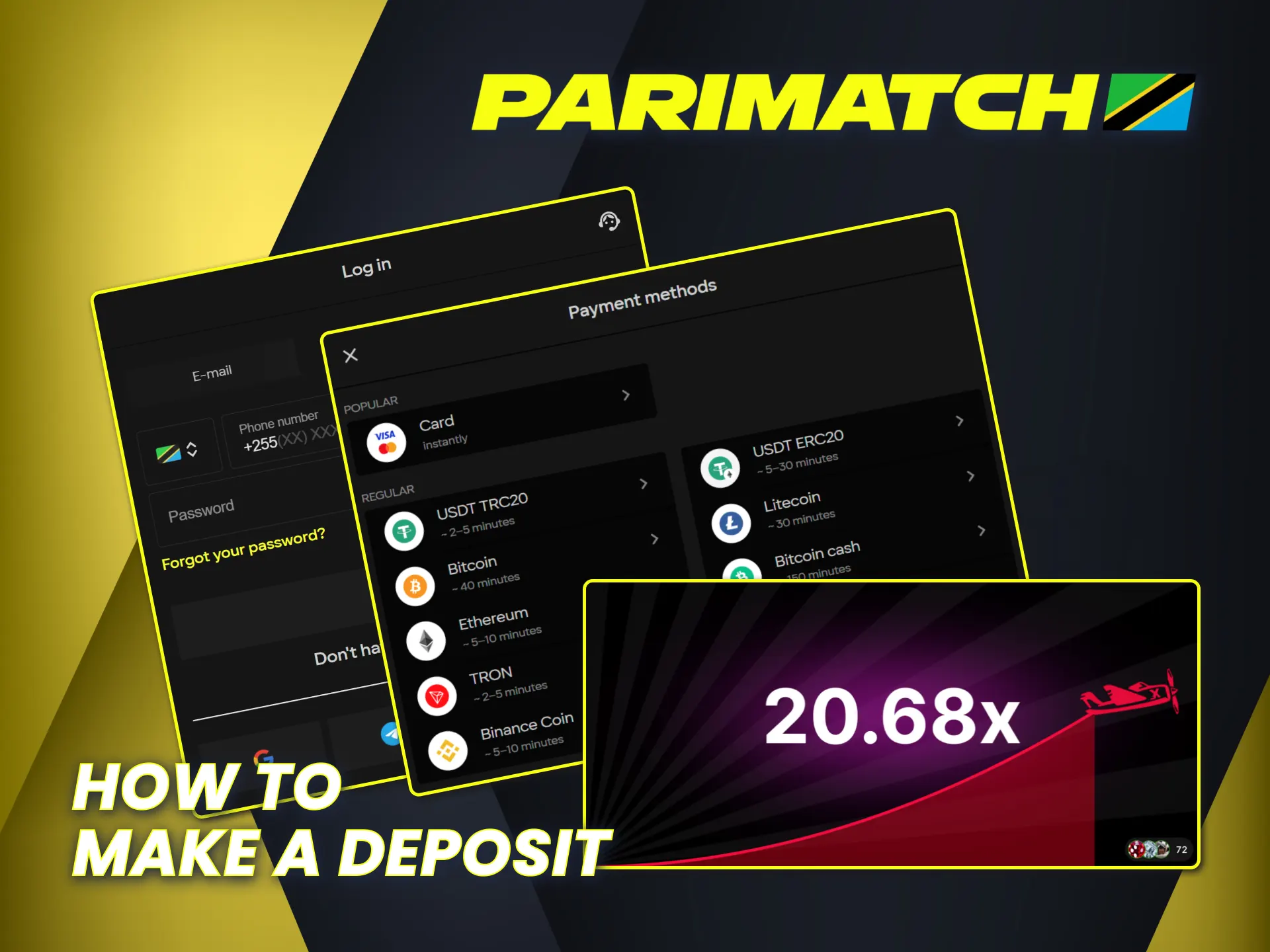 Deposit funds to your Parimatch account to play Aviator online.