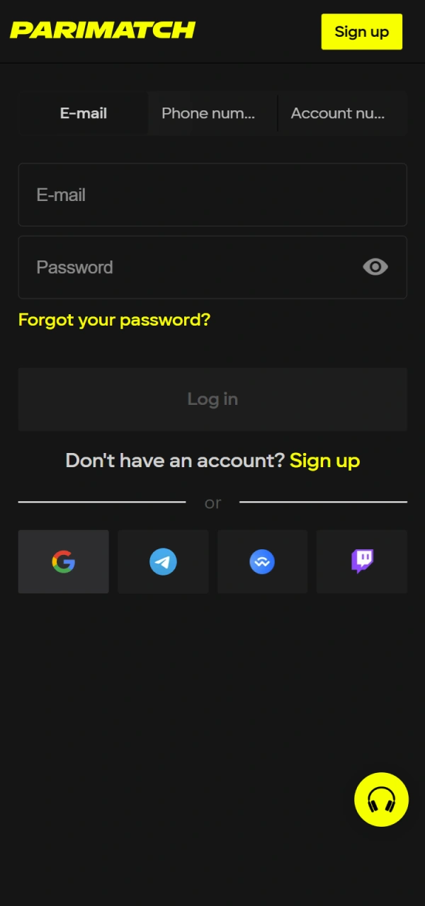 Log in to your Parimatch account for the Aviator game.
