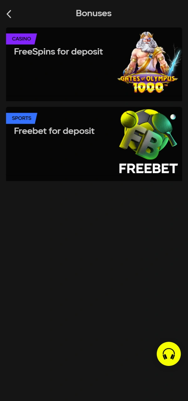 Select your Parimatch welcome bonus during registration.