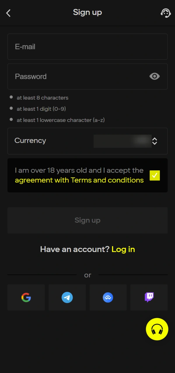 Register your Parimatch account to claim a bonus.