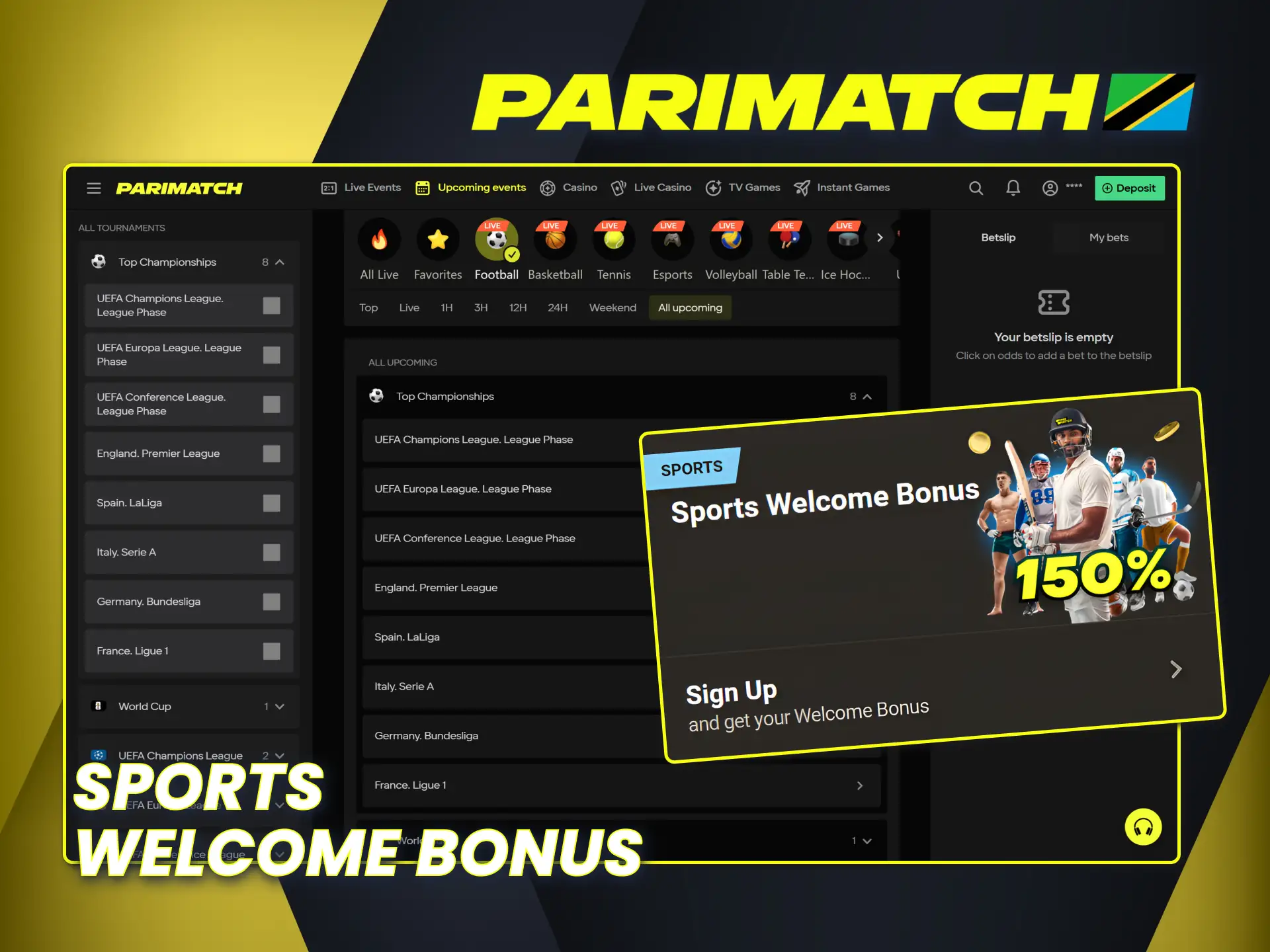 Get your Parimatch sports welcome bonus and improve your experience.