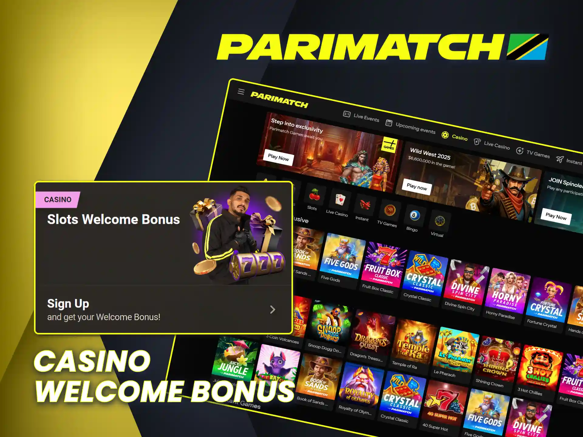 Find out about the Parimatch welcome casino bonus for Tanzanians.