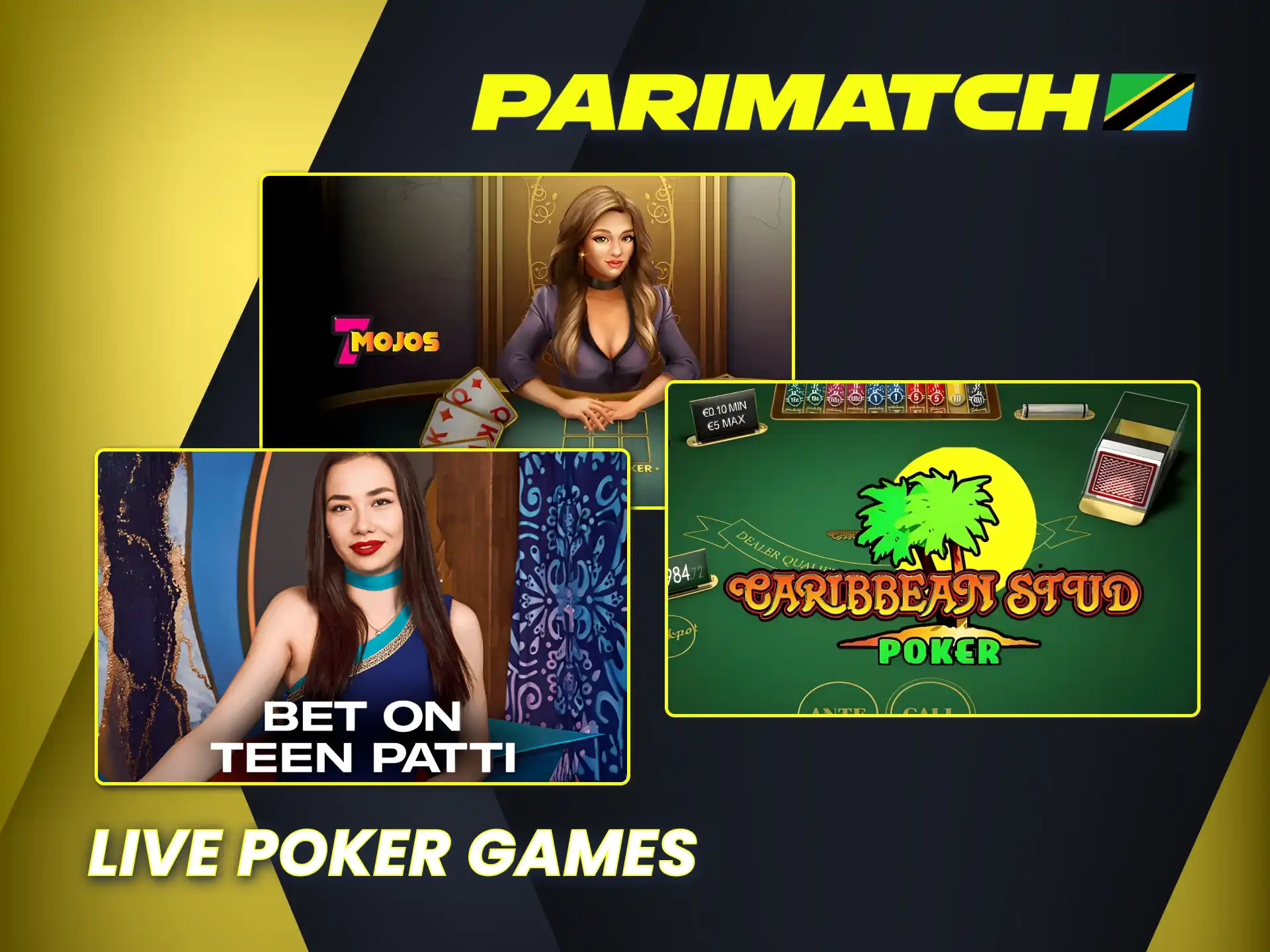 Play live poker games on Parimatch online casino platform.