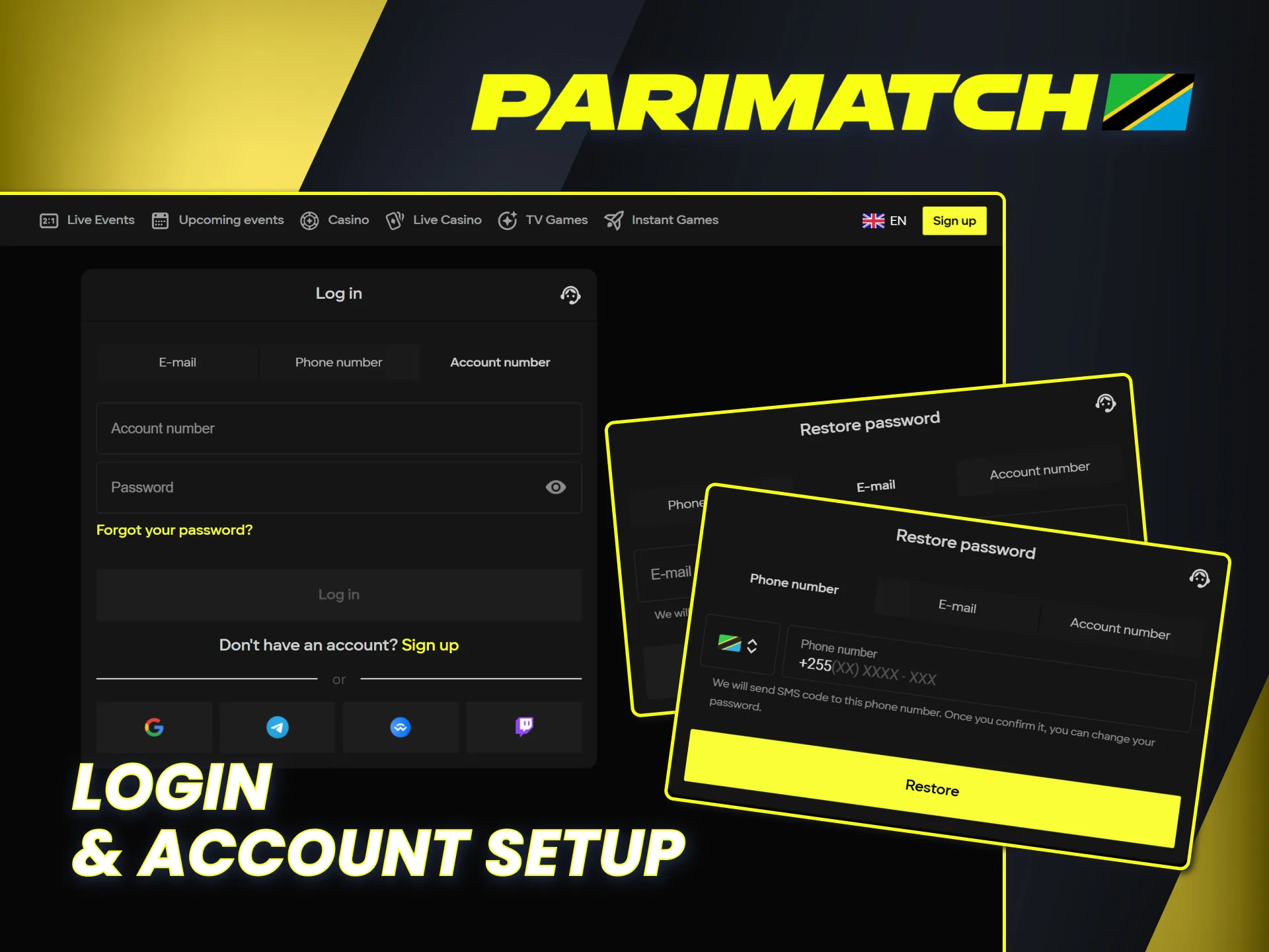 Start secure and flexible Parimatch login and account setup process.