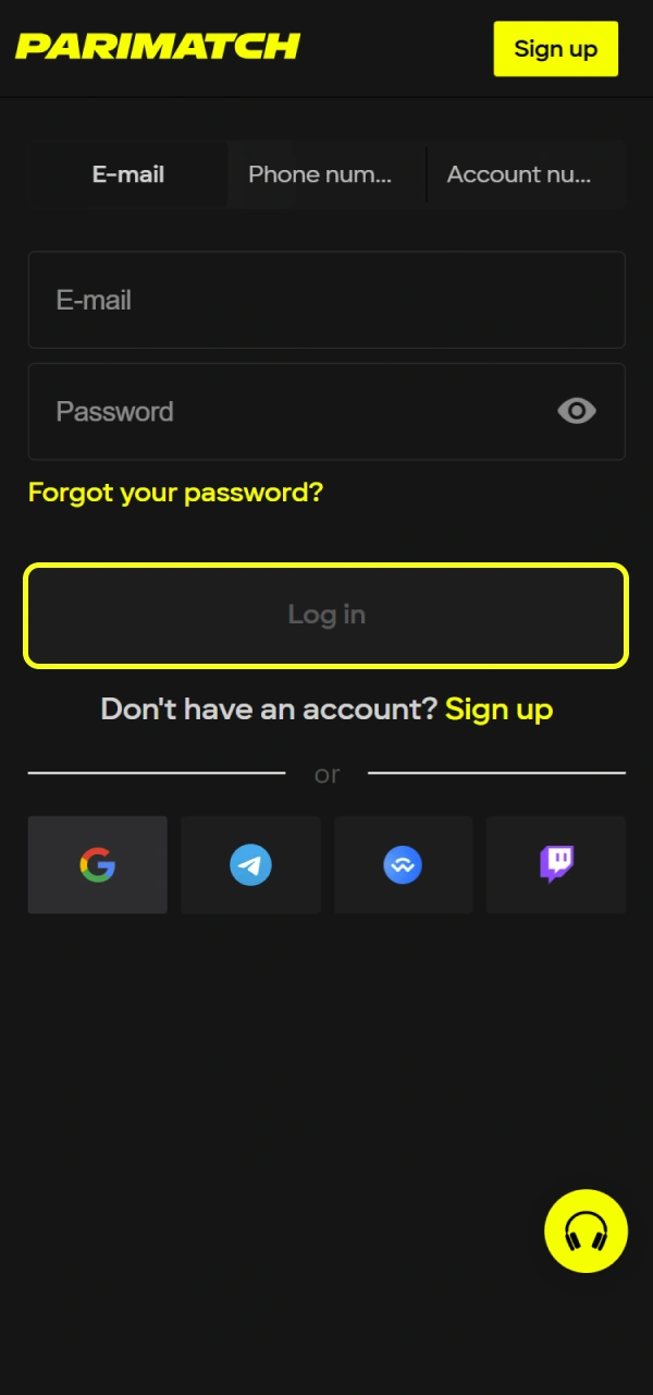 Press the login button again to access Parimatch Tanzania platform.