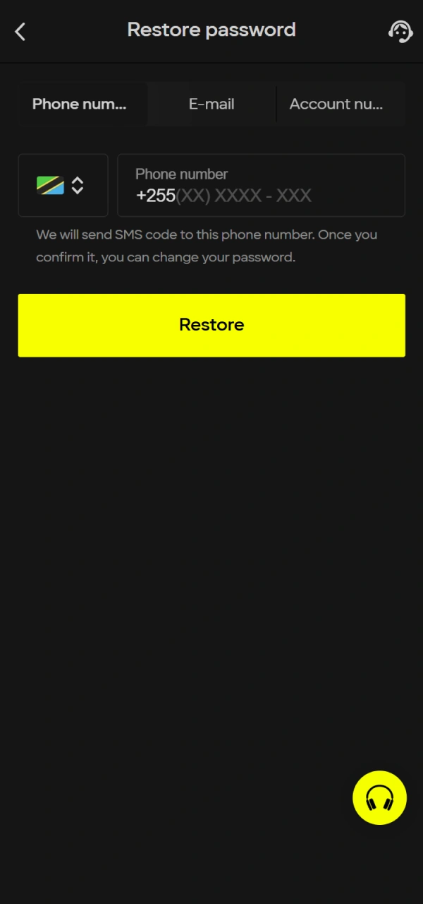 Access your account by resetting your password on Parimatch Tanzania.