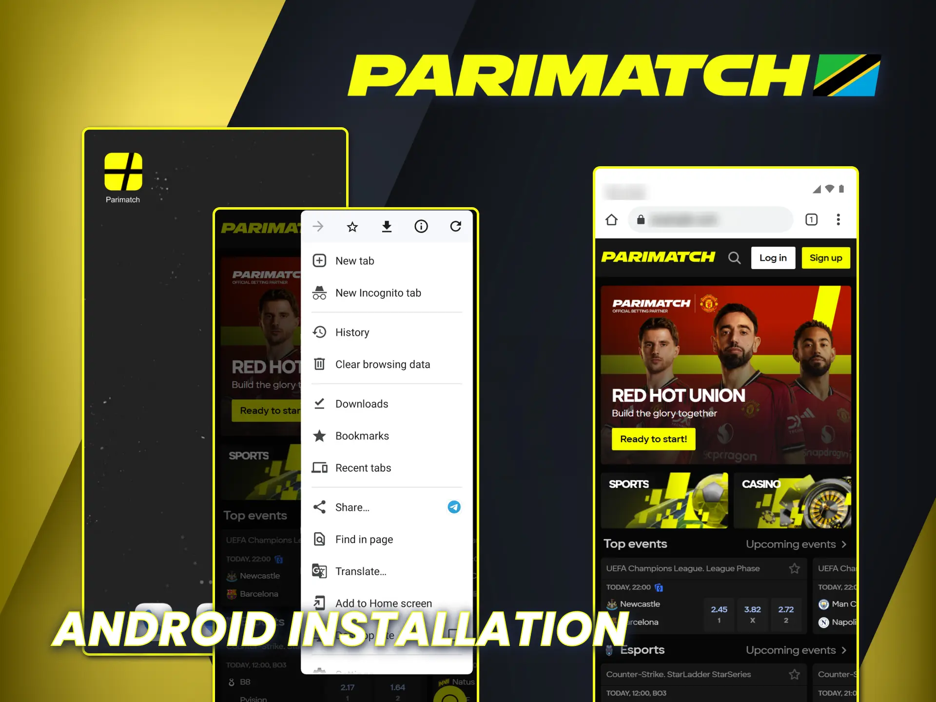 Download the official Parimatch app for compartible Android devices.