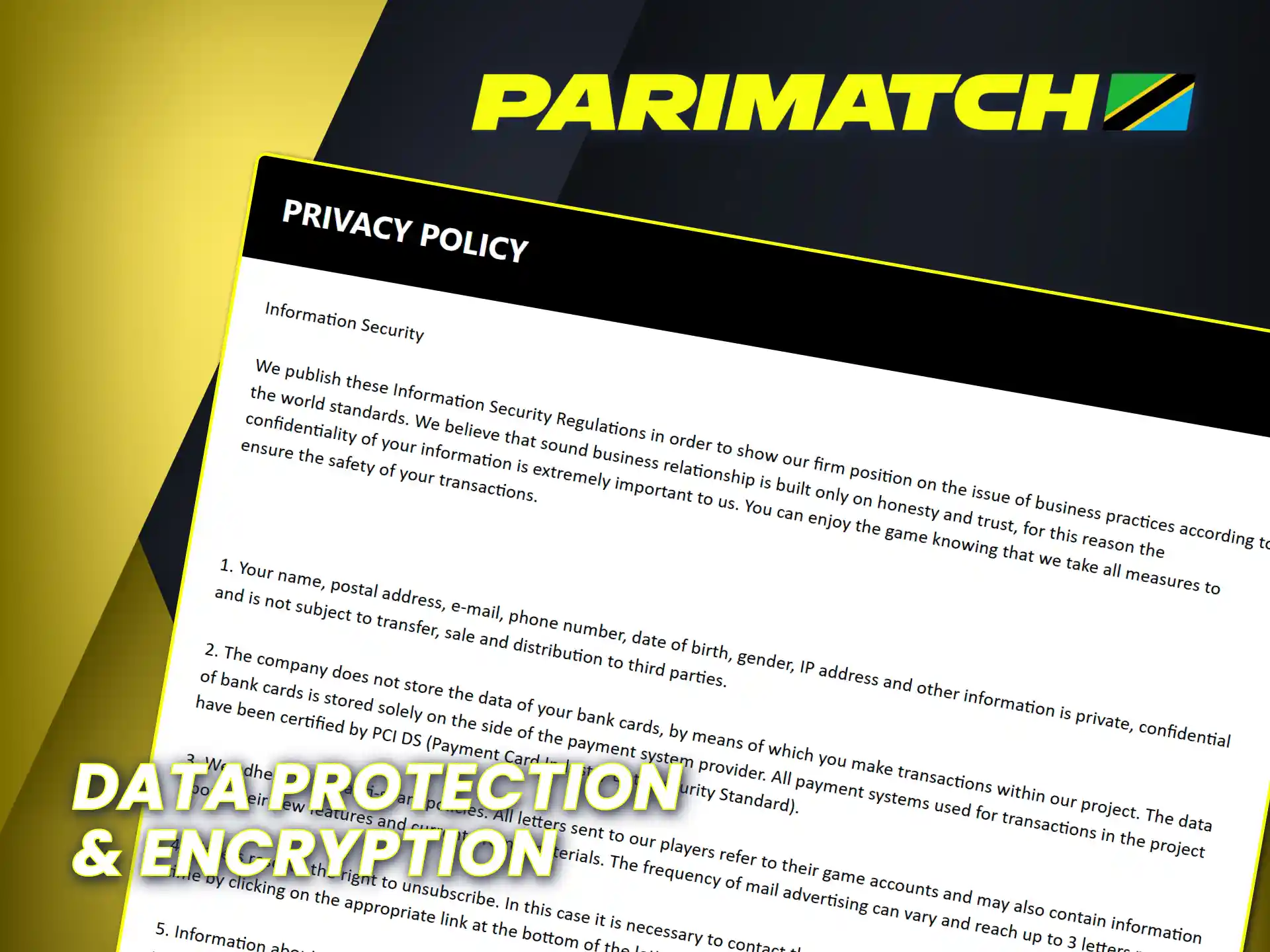 Get your account and transactions protected with Parimatch data security.