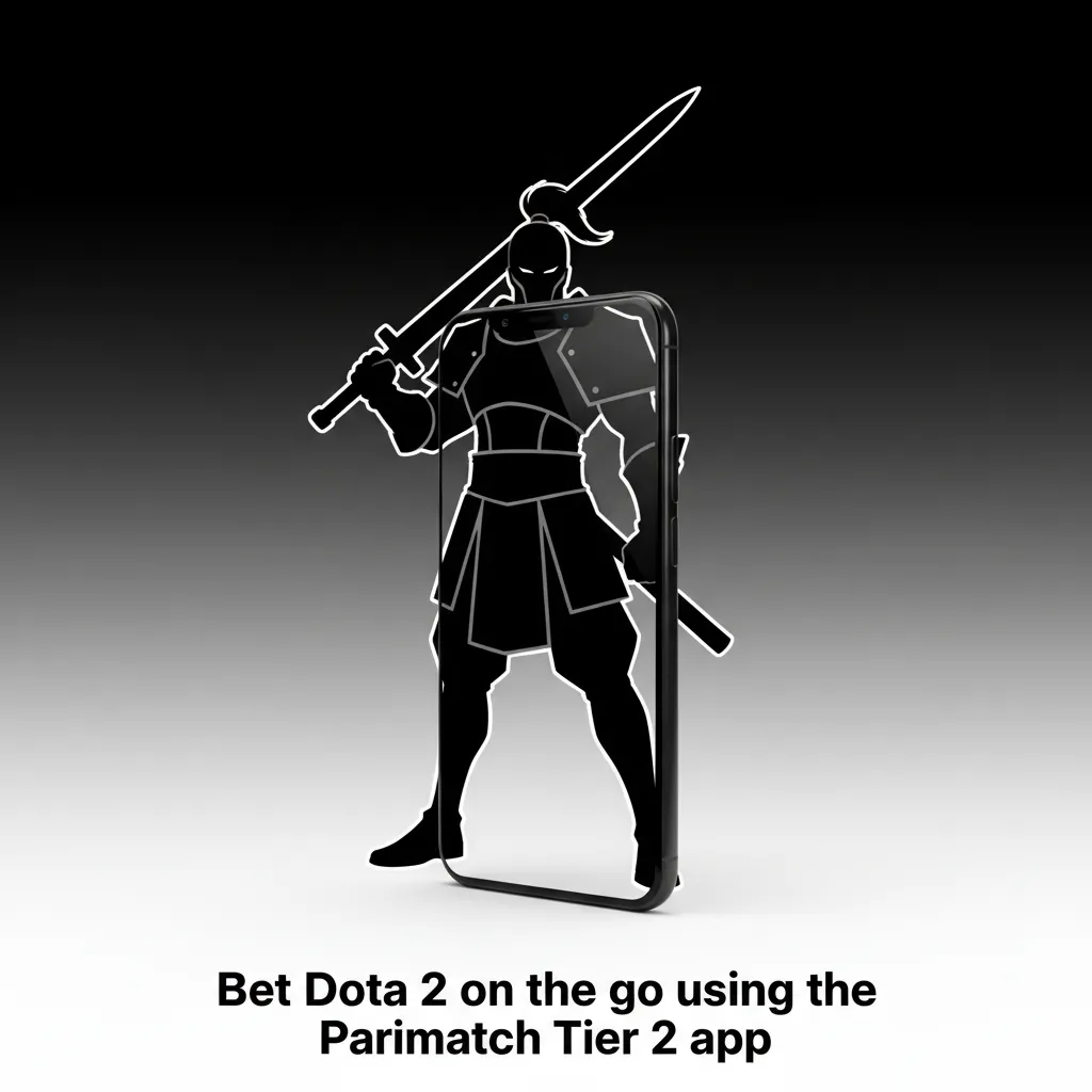 Parimatch Tier 2 mobile app showing Dota 2 live odds, bet slip, stake field, and notifications.