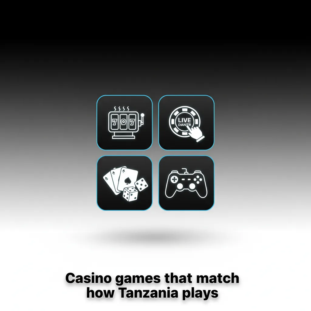 Collage of Tanzania mobile casino games with live dealers: slots live roulette, live blackjack, baccarat, crash, bingo, keno.