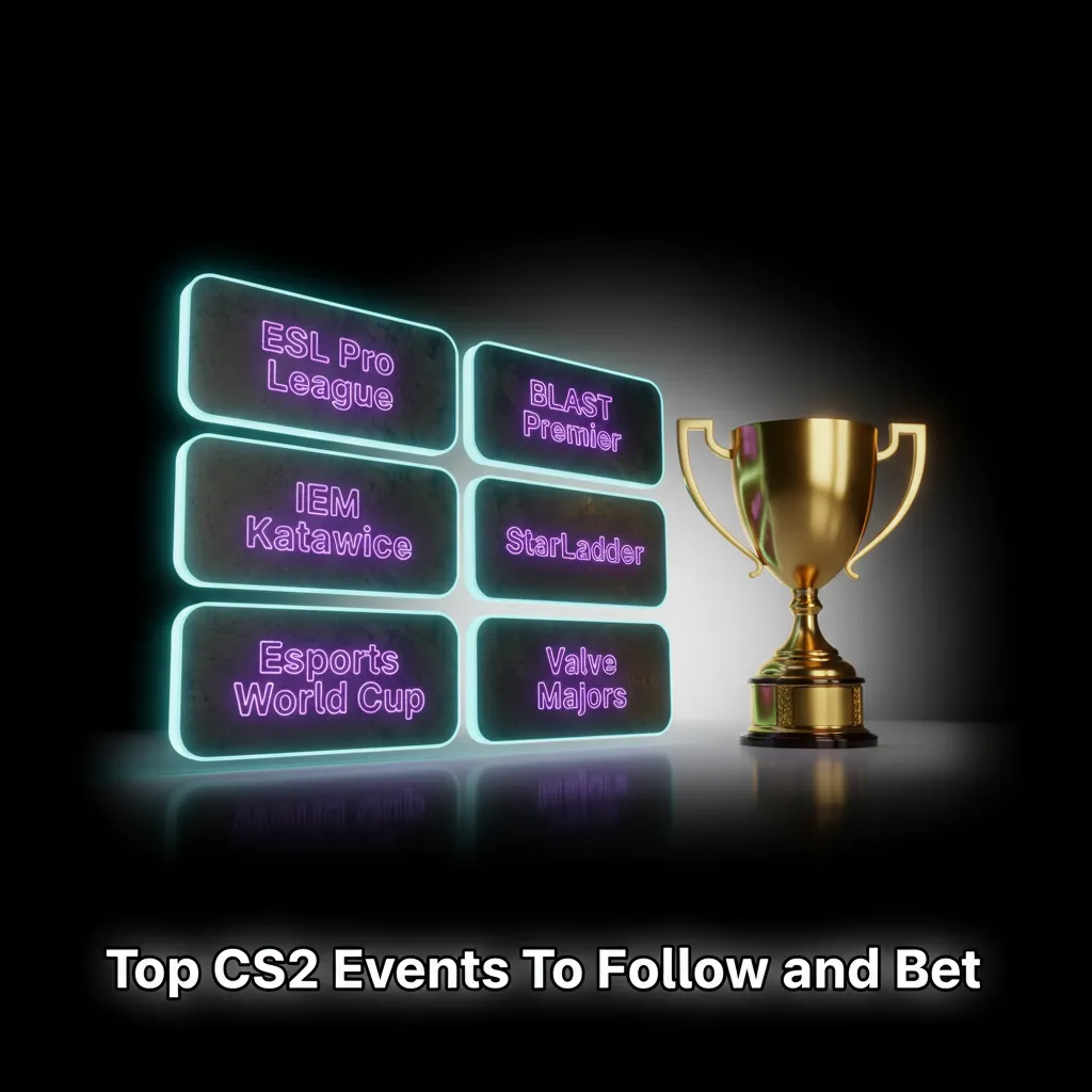 Top CS2 events to follow and bet: ESL Pro League, BLAST Premier, IEM Katowice, IEM Cologne, Valve Majors, Esports World Cup.